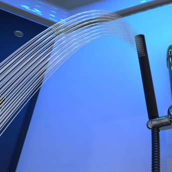 Insignia Monochrome Rectangle Steam Shower Cabin 1050mm x 850mm - Black Frame | Product Image