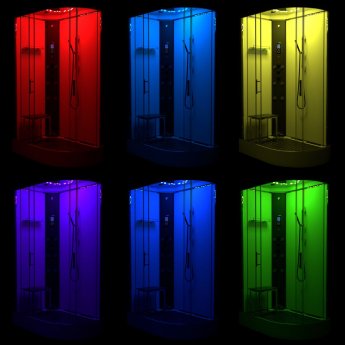 Insignia Monochrome Offset Steam Shower Cabin 1200mm x 800mm LH - Black Frame