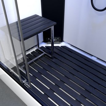 Insignia Monochrome Offset Steam Shower Cabin 1200mm x 800mm LH - Black Frame