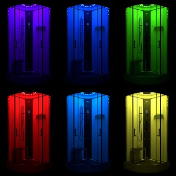 Insignia Monochrome Quadrant Steam Shower Cabin 900mm x 900mm - Black Frame | Product Image