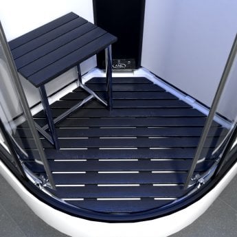 Insignia Monochrome Quadrant Steam Shower Cabin 900mm x 900mm - Black Frame | Product Image