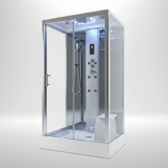 Insignia Platinum Rectangular Steam Shower Cabin 1050mm x 850mm - Chrome Frame | Product Image