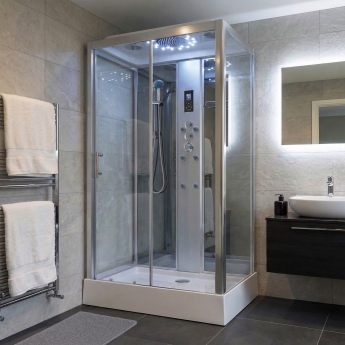 Insignia Platinum Rectangular Non Steam Shower Cabin 1050mm x 850mm - Chrome Frame | Product Image
