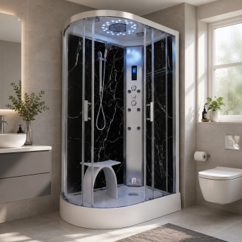 Insignia Marble Edition Offset Quadrant Steam Shower Cabin | Product Image