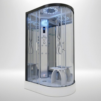 Insignia Platinum Offset Quadrant Steam Shower Cabin 1200mm x 800mm LH - Black Frame | Product Image