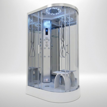 Insignia Platinum Offset Quadrant Steam Shower Cabin 1200mm x 800mm LH - Chrome Frame