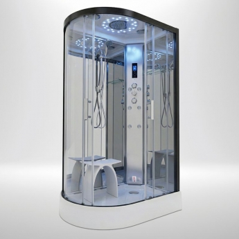 Insignia Platinum Offset Quadrant Steam Shower Cabin 1200mm x 800mm RH - Black Frame