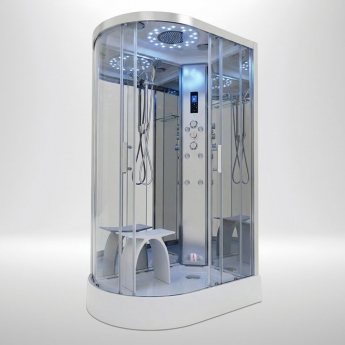 Insignia Platinum Offset Quadrant Steam Shower Cabin 1200mm x 800mm RH - Chrome Frame