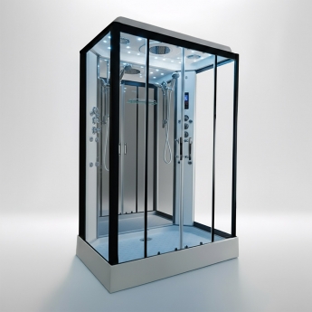 Insignia Platinum Rectangular Non Steam Twin Shower Cabin 1400mm x 900mm - Black Frame