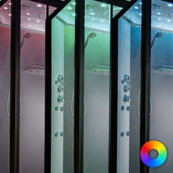 Insignia Platinum Rectangular Steam Twin Shower Cabin 1400mm x 900mm - Black Frame