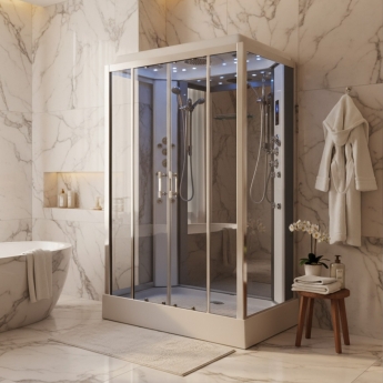 Insignia Platinum Rectangular Non Steam Twin Shower Cabin 1400mm x 900mm - Chrome Frame