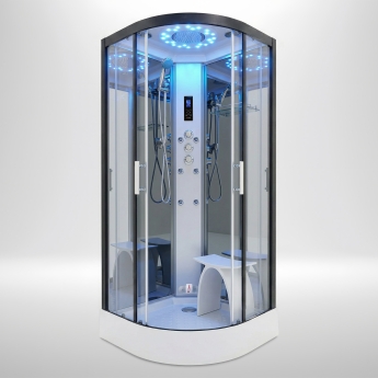 Insignia Platinum Quadrant Steam Shower Cabin 800mm x 800mm - Black Frame | Product Image