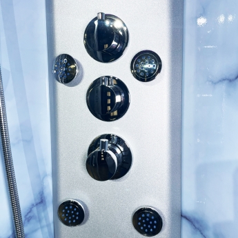 Insignia Platinum Grey Marble Quadrant Non Steam Shower Cabin 800mm x 800mm - Chrome Frame