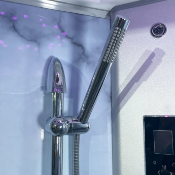 Insignia Platinum Grey Marble Quadrant Non Steam Shower Cabin 800mm x 800mm - Chrome Frame