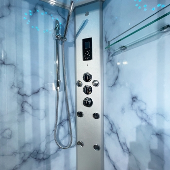 Insignia Platinum Grey Marble Quadrant Non Steam Shower Cabin 800mm x 800mm - Chrome Frame