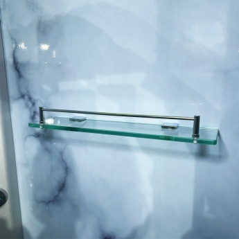 Insignia Platinum Grey Marble Quadrant Non Steam Shower Cabin 800mm x 800mm - Chrome Frame