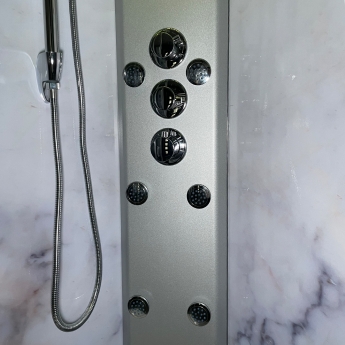 Insignia Platinum White Marble Rectangle Non Steam Shower Cabin 1050mm x 850mm - Chrome Frame