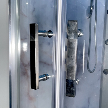 Insignia Platinum White Marble Rectangle Non Steam Shower Cabin 1050mm x 850mm - Chrome Frame