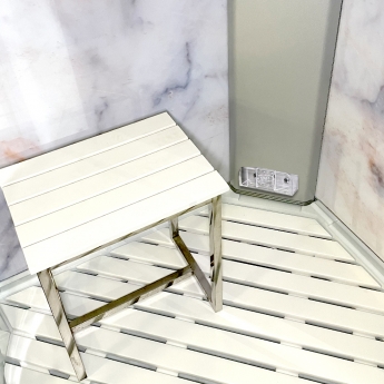 Insignia Platinum White Marble Rectangle Non Steam Shower Cabin 1050mm x 850mm - Chrome Frame