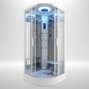 Insignia Premium Quadrant Steam Shower Cabin 800mm x 800mm - Chrome Frame | Product Image