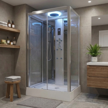 Insignia Premium Rectangular Non Steam Shower Cabin 1050mm x 850mm - Chrome Frame | Product Image