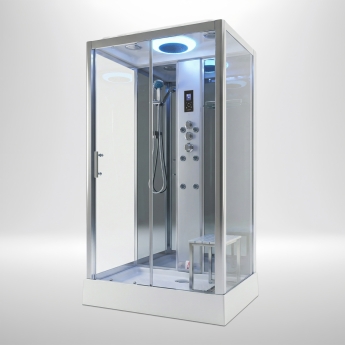 Insignia Premium Rectangular Steam Shower Cabin 1050mm x 850mm - Chrome Frame | Product Image