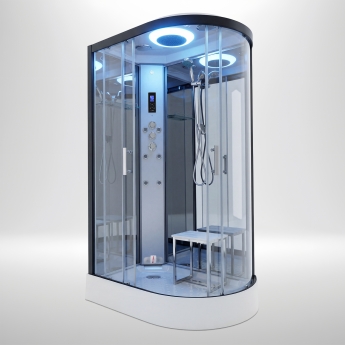 Insignia Premium Offset Quadrant Steam Shower Cabin 1200mm x 800mm LH - Black Frame | Product Image