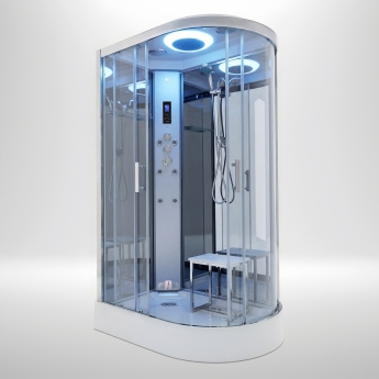 Insignia Premium Offset Quadrant Steam Shower Cabin 1100mm x 700mm LH - Chrome Frame | Product Image