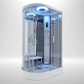 Insignia Premium Offset Quadrant Steam Shower Cabin 1100mm x 700mm RH - Chrome Frame | Product Image