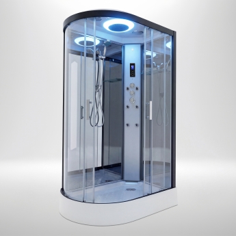 Insignia Premium Offset Quadrant Non Steam Shower Cabin 1200mm x 800mm RH - Black Frame | Product Image