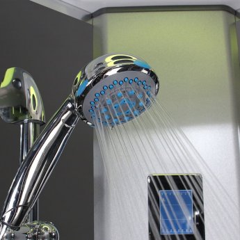 Insignia Premium Rectangular Steam Twin Shower Cabin 1400mm x 900mm - Chrome Frame | Product Image