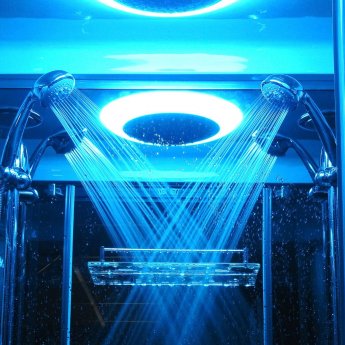 Insignia Premium Rectangular Steam Twin Shower Cabin 1400mm x 900mm - Chrome Frame | Product Image