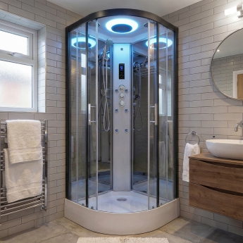 Insignia Premium Quadrant Non Steam Shower Cabin 900mm x 900mm - Black Frame | Product Image