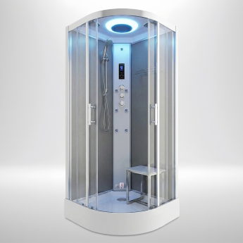 Insignia Premium Quadrant Steam Shower Cabin 800mm x 800mm - Chrome Frame | Product Image