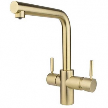 InSinkErator 3N1 L Shape Kitchen Sink Mixer Tap with Neo Tank and Filter - Gold