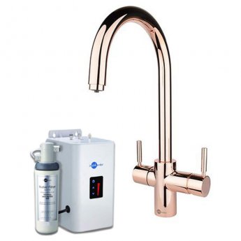 InSinkErator 3N1 L Shape Kitchen Sink Mixer Tap with Neo Tank and Filter  InSinkErator Gold 