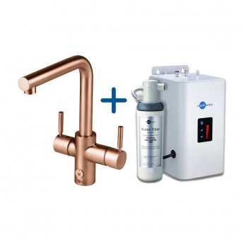 InSinkErator 4N1 L Shape Kitchen Sink Mixer Tap with Neo Tank and Filter - Brushed Copper
