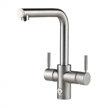 InSinkErator 4N1 L Shape Kitchen Sink Mixer Tap with Neo Tank and Filter - Brushed Steel