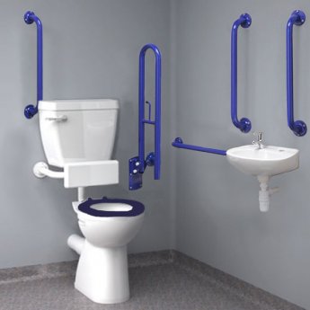 Inta Standard Doc M Pack with 6L Low Level Disabled Toilet & Mixing Valve - Blue