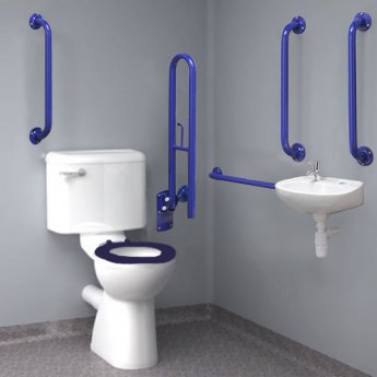 Inta Standard Doc M Pack with 6L Close Coupled Disabled Toilet & Mixing Valve - Blue