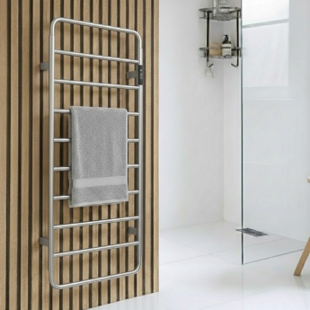 JTP Aero Electric Towel Rail 1130mm H x 475mm W - Brushed Stainless Steel | Product Image