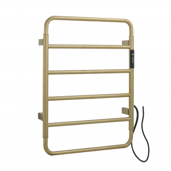 JTP Aero Electric Towel Rail 640mm H x 475mm W - Brushed Brass | Product Image