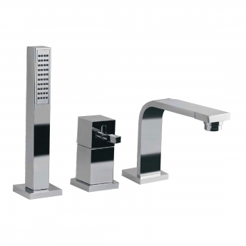 JTP Angelo 3-Hole Deck Mounted Bath Shower Mixer Tap with Diverter and Extractable Handset - Chrome