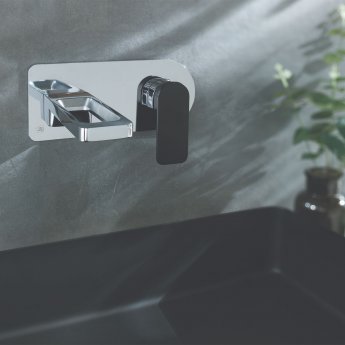 JTP Axel Wall Mounted Basin Mixer Tap - Matt Black Handle