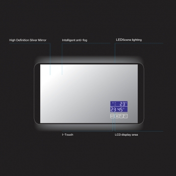 JTP Digital LED Bluetooth Bathroom Mirror with Touch Sensor 500mm H x 900mm W - Matt Black