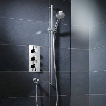 JTP Florence Thermostatic Concealed 3 Outlet Shower Valve Triple Handle - Chrome | Product Image