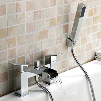 JTP Gleam Pillar Mounted Bath Shower Mixer Tap with Kit - Chrome