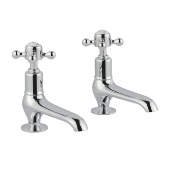 JTP Grosvenor Long Nose Basin Taps Pair Cross Handle - Chrome