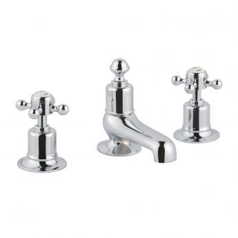 JTP Grosvenor 3-Hole Deck Mounted Bath Filler Tap Cross Handle - Chrome