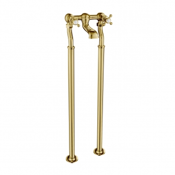 JTP Grosvenor Cross Freestanding Bath Filler Tap - Polished Gold | Product Image